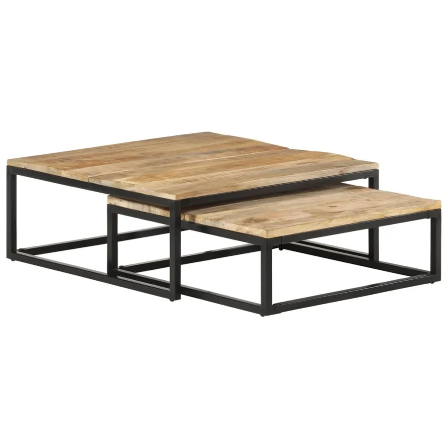 Tables gigognes 2 pcs Bois solide de manguier - 7