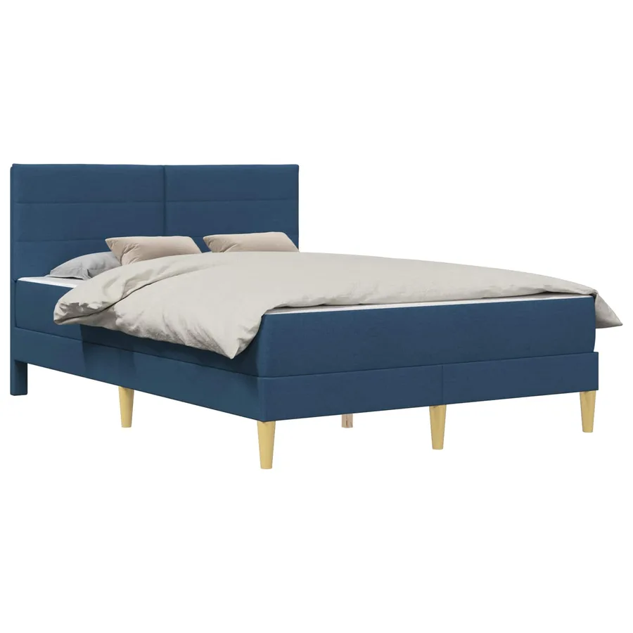 Cadre de lit Bleu 140 x 200 cm Polyester - 2