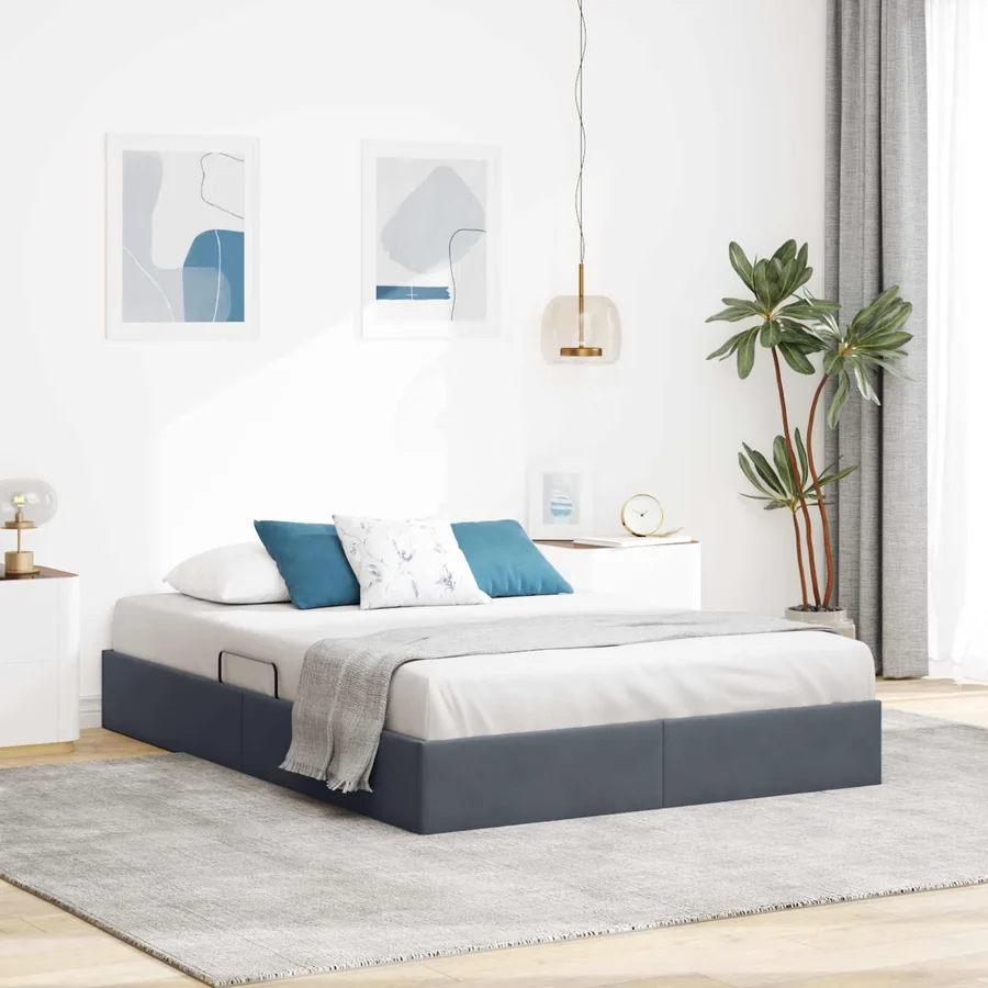 Cadre de lit ottoman Gris foncé 140 x 200 cm Velours