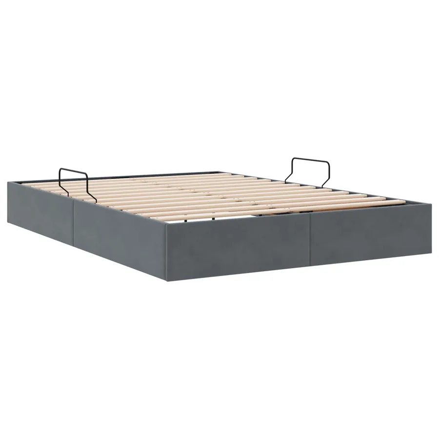 Cadre de lit ottoman Gris foncé 140 x 200 cm Velours - 5