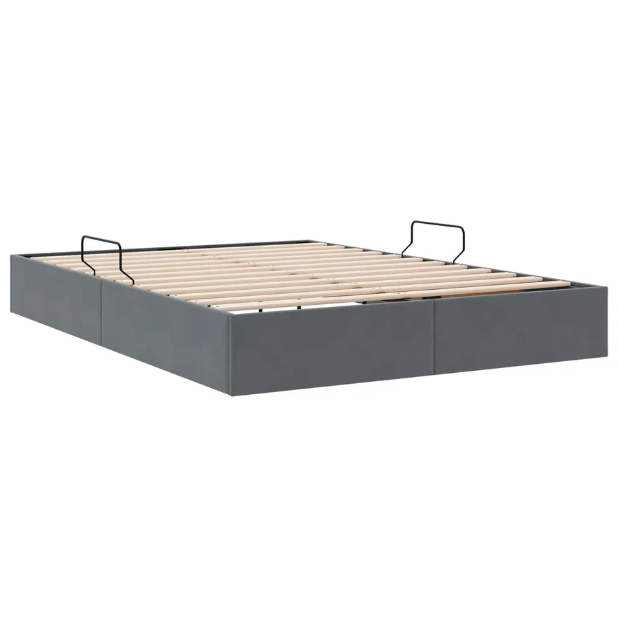 Cadre de lit ottoman Gris foncé 140 x 200 cm Velours - 9