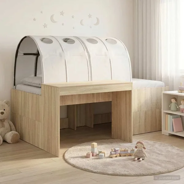 Lit haut pour enfants avec bureau 3 pc Chêne Sonoma et blanc
