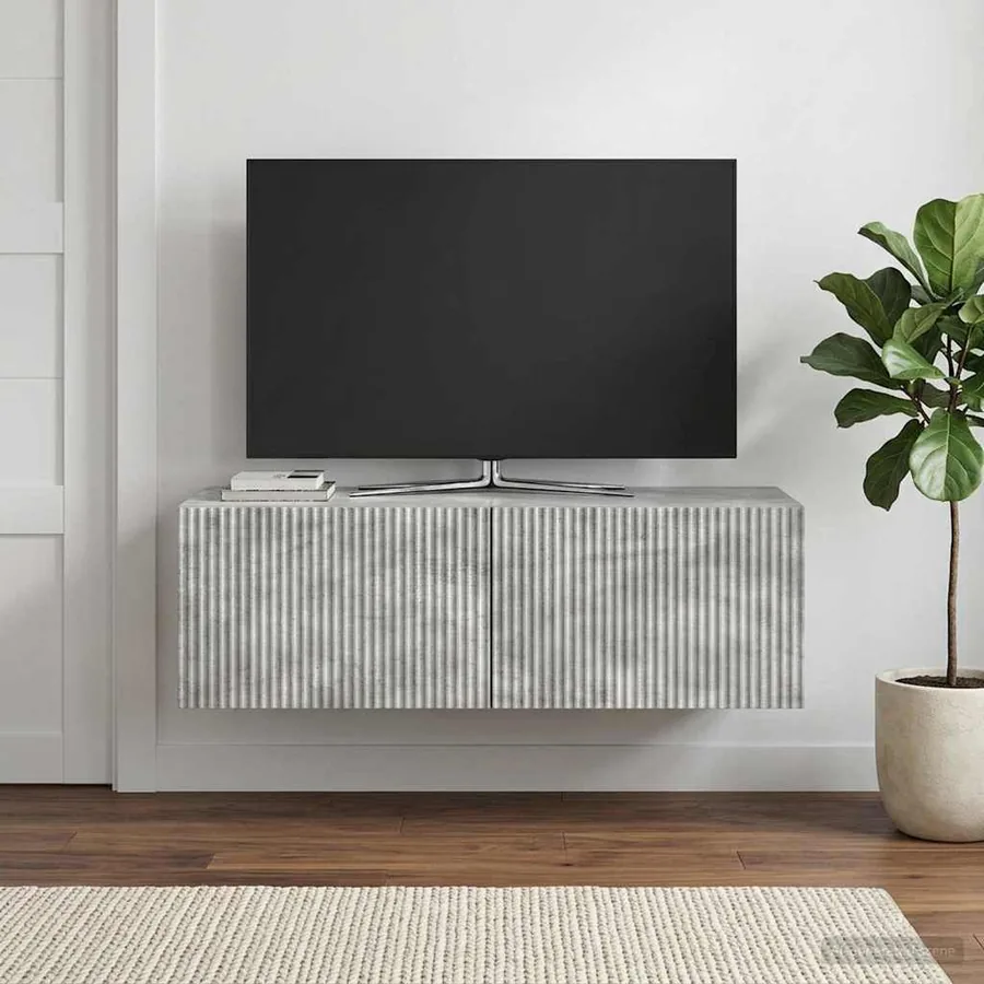 Meuble TV mural Gris béton 98 x 41 x 30 cm Bois d'ingénierie