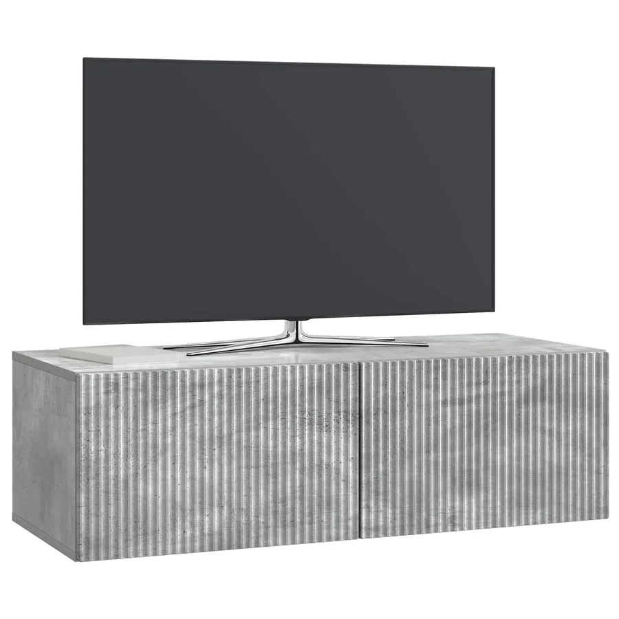 Meuble TV mural Gris béton 98 x 41 x 30 cm Bois d'ingénierie - 3