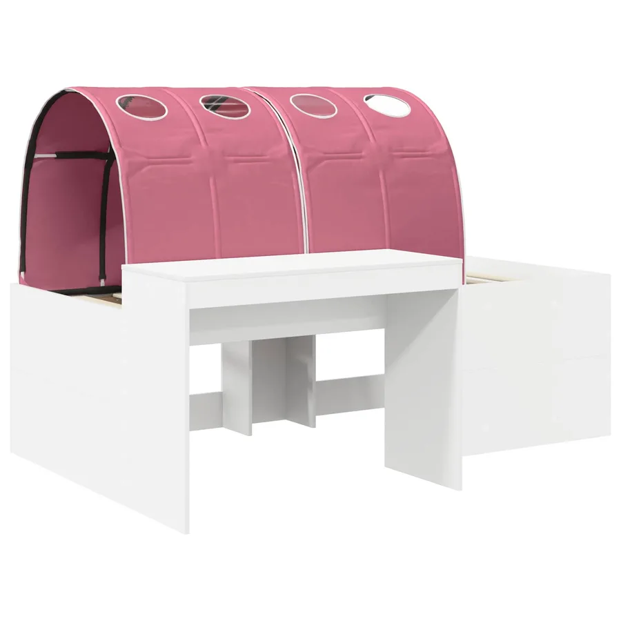 Lit haut pour enfants avec bureau 3 pc Blanc et rose - 3