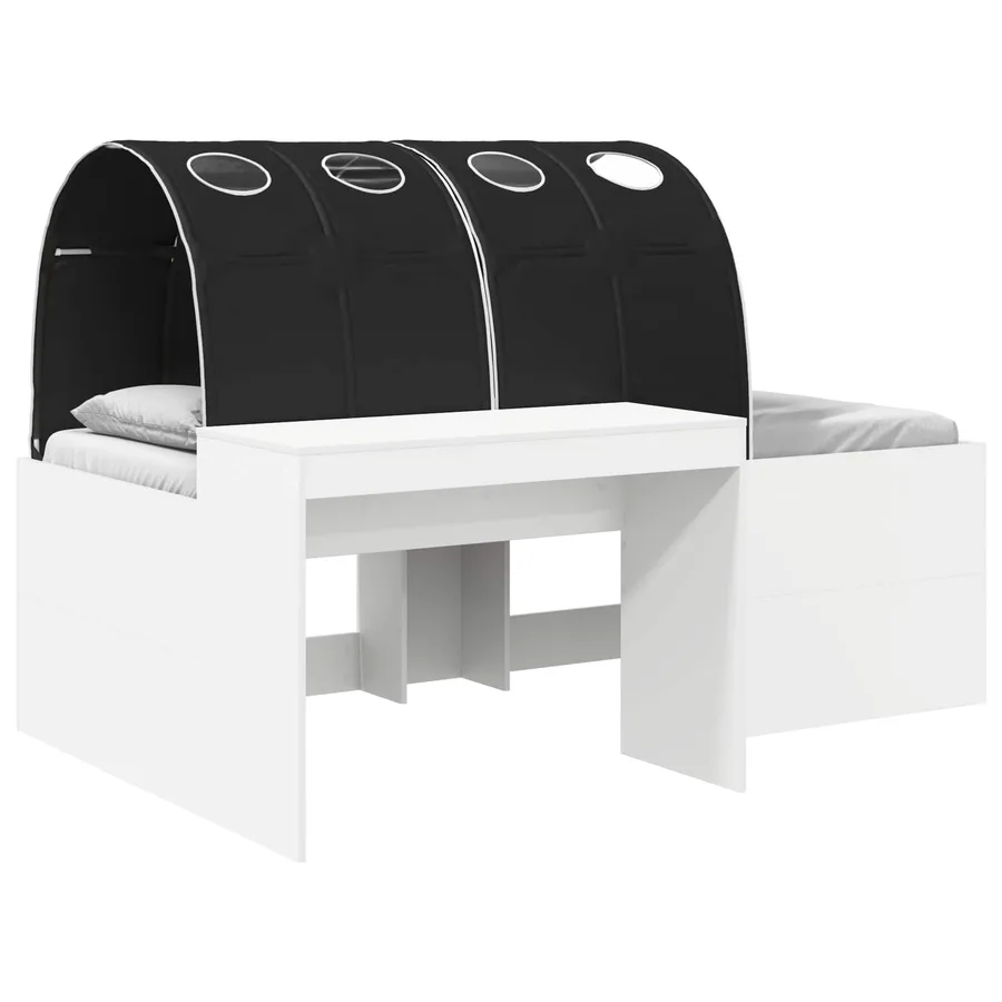 Lit haut pour enfants avec bureau 3 pc Blanc et noir - 2