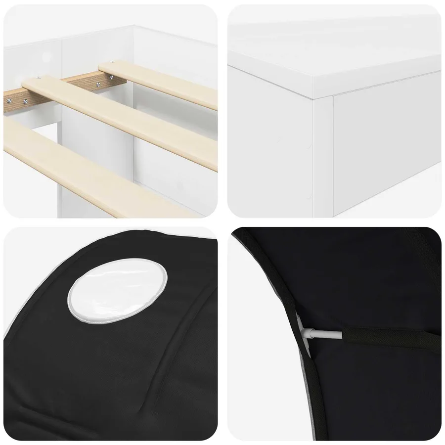 Lit haut pour enfants avec bureau 3 pc Blanc et noir - 9
