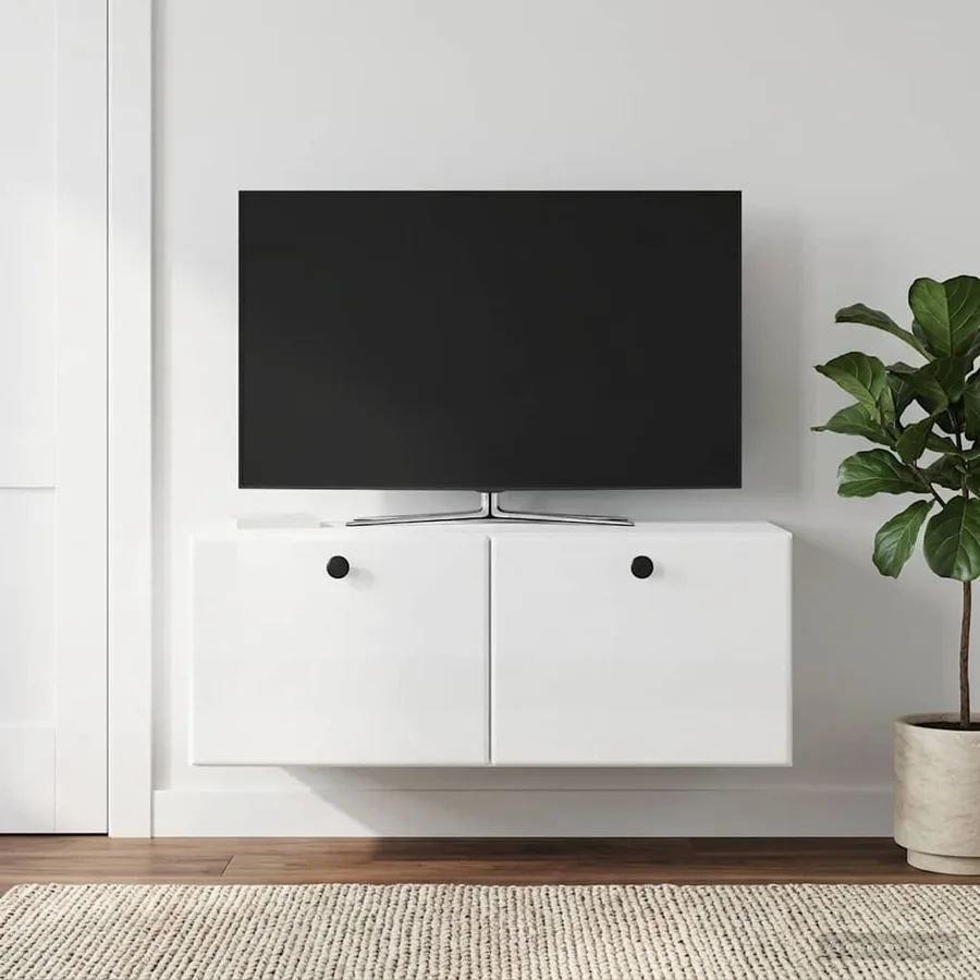 Meuble TV mural 78,5 x 41 x 30 cm Blanc brillant - 4