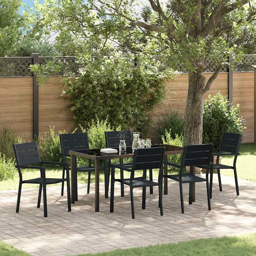 Ensemble de salle à manger pour jardin 7 pcs Noir