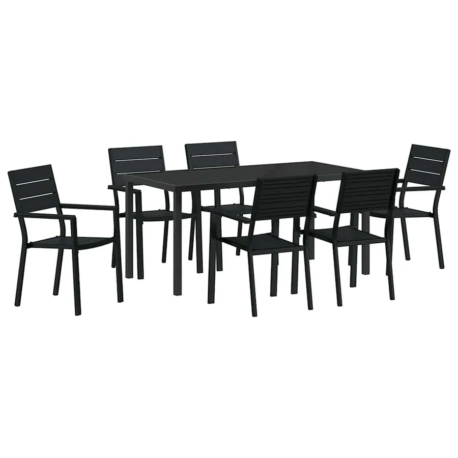 Ensemble de salle à manger pour jardin 7 pcs Noir - 2