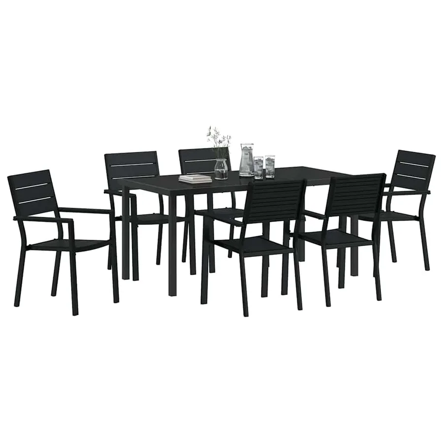 Ensemble de salle à manger pour jardin 7 pcs Noir - 3