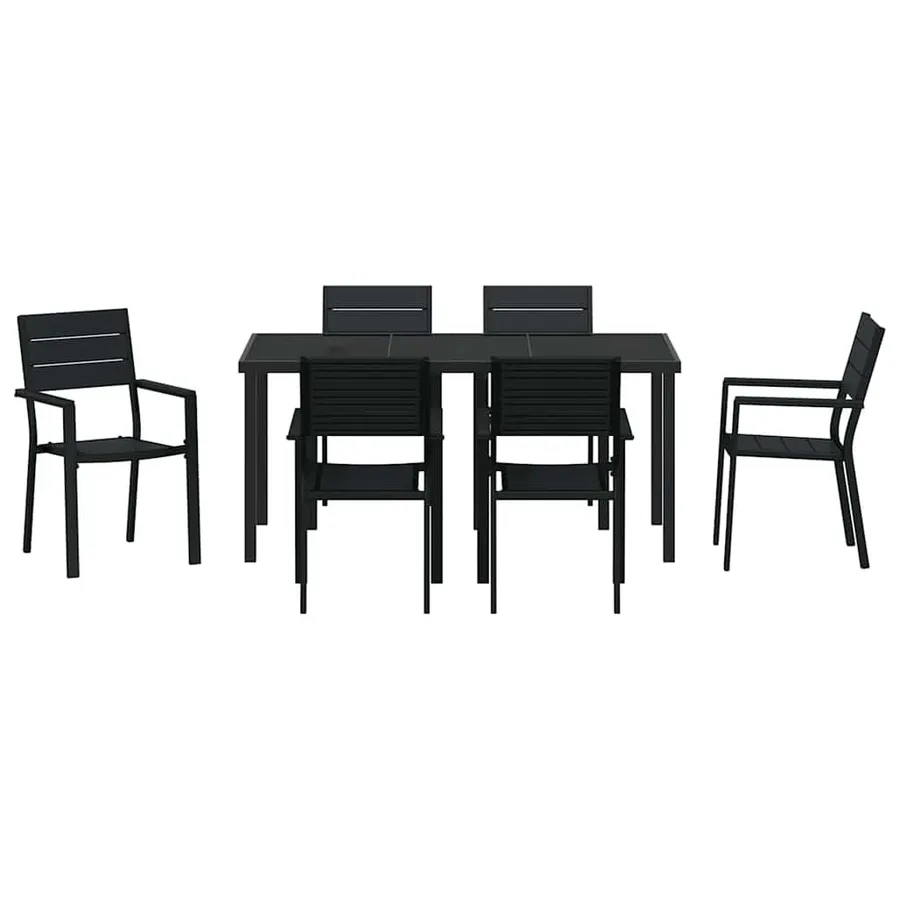 Ensemble de salle à manger pour jardin 7 pcs Noir - 7