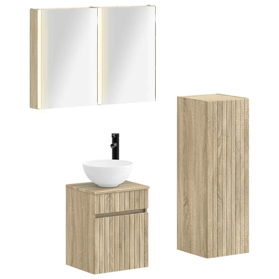Ensemble de mobilier de salle de bain 4 pcs Chêne Sonoma - 2