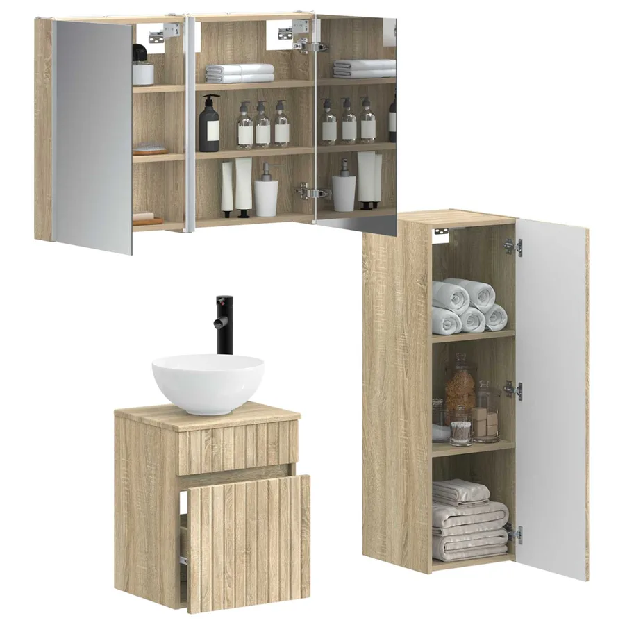 Ensemble de mobilier de salle de bain 4 pcs Chêne Sonoma - 3