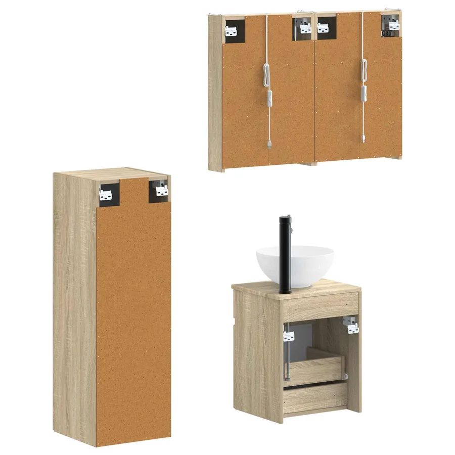 Ensemble de mobilier de salle de bain 4 pcs Chêne Sonoma - 5
