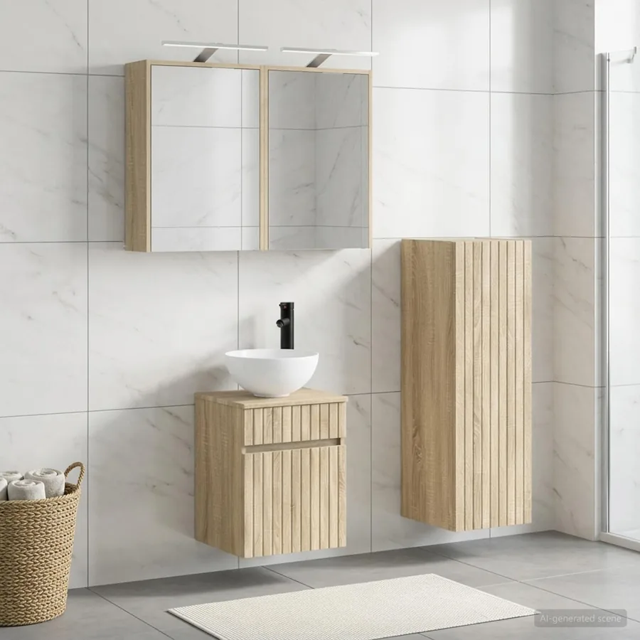 Ensemble de mobilier de salle de bain 4 pcs Chêne Sonoma
