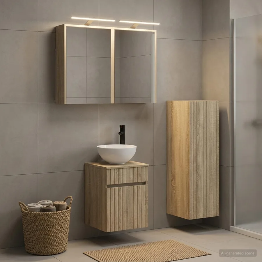 Ensemble de mobilier de salle de bain 4 pcs Chêne Sonoma - 4