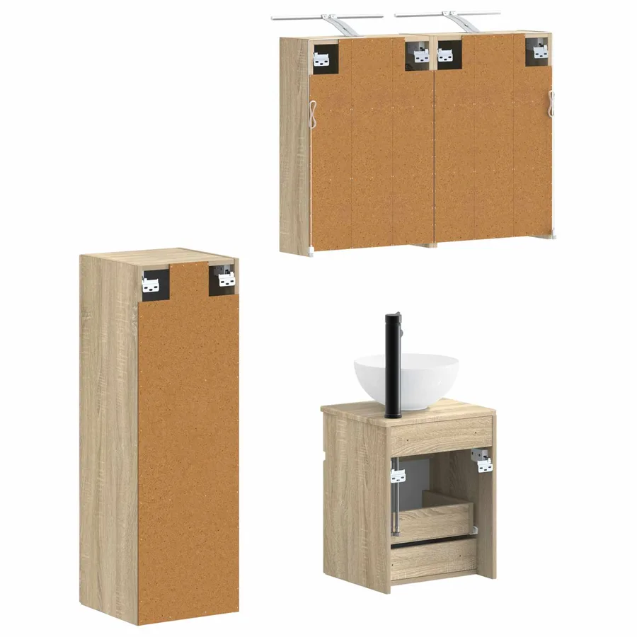 Ensemble de mobilier de salle de bain 4 pcs Chêne Sonoma - 5