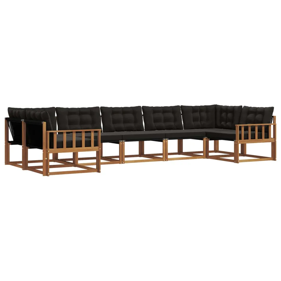 Ensemble de canapés d'extérieur 7 pcs Naturel et Noir - 2