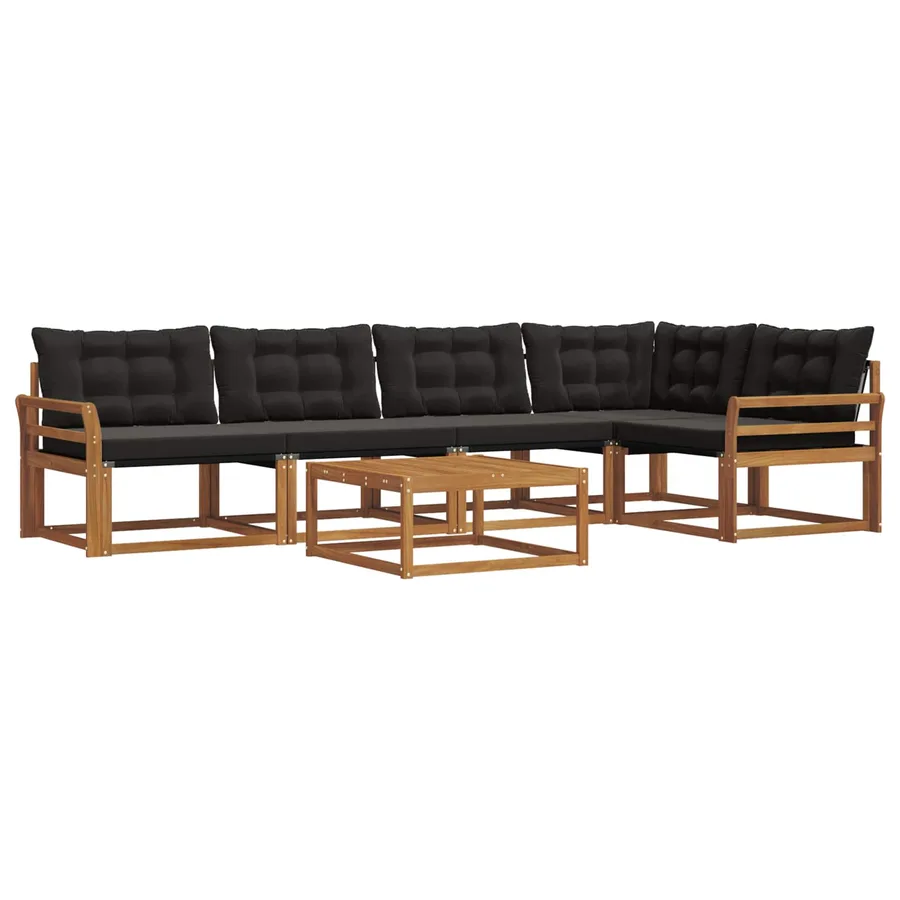 Ensemble de canapés d'extérieur 6 pcs Naturel et Noir - 2