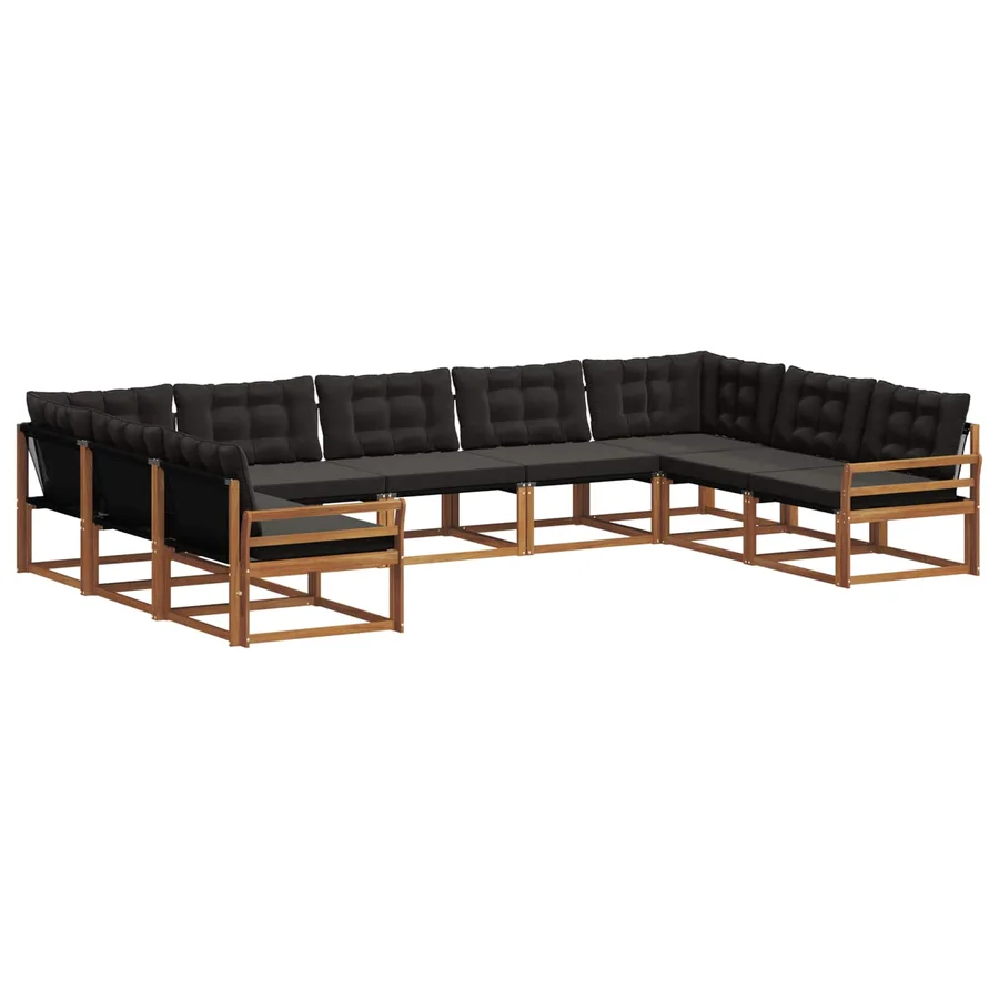 Ensemble de canapés d'extérieur 9 pcs Naturel et Noir - 2