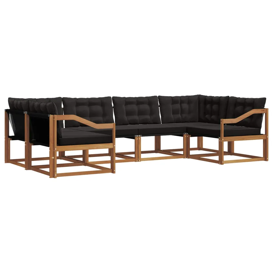 Ensemble de canapés d'extérieur 6 pcs Naturel et Noir - 2