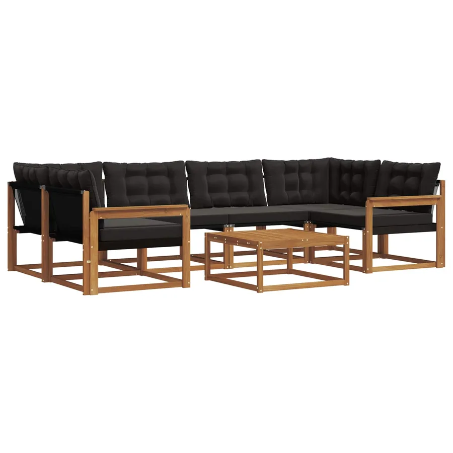 Ensemble de canapés d'extérieur 7 pcs Naturel et Noir - 2