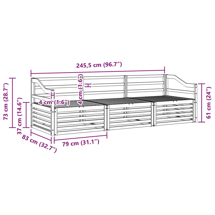 Ensemble de canapés d'extérieur 3 pcs Naturel - 6