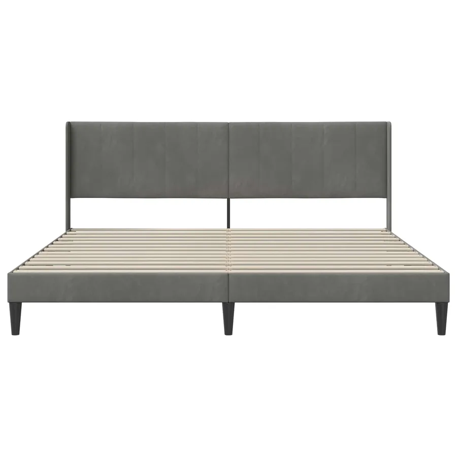 Cadre de lit avec tête de lit Gris foncé 200 x 200 cm Velours - 4