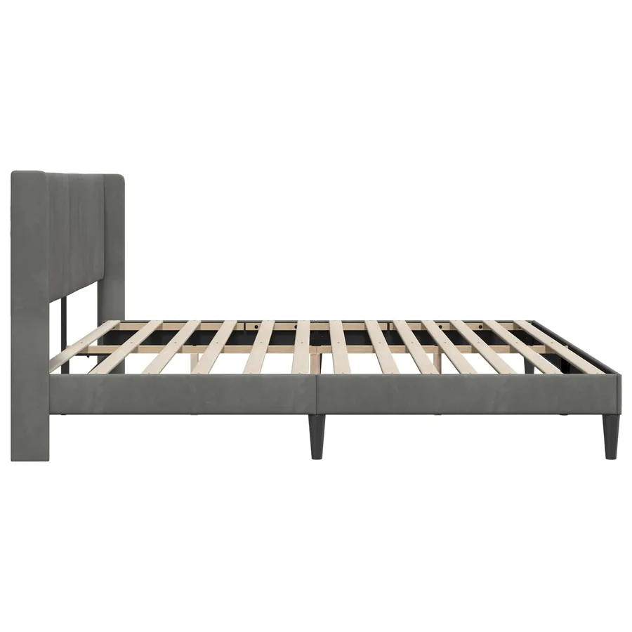 Cadre de lit avec tête de lit Gris foncé 200 x 200 cm Velours - 5