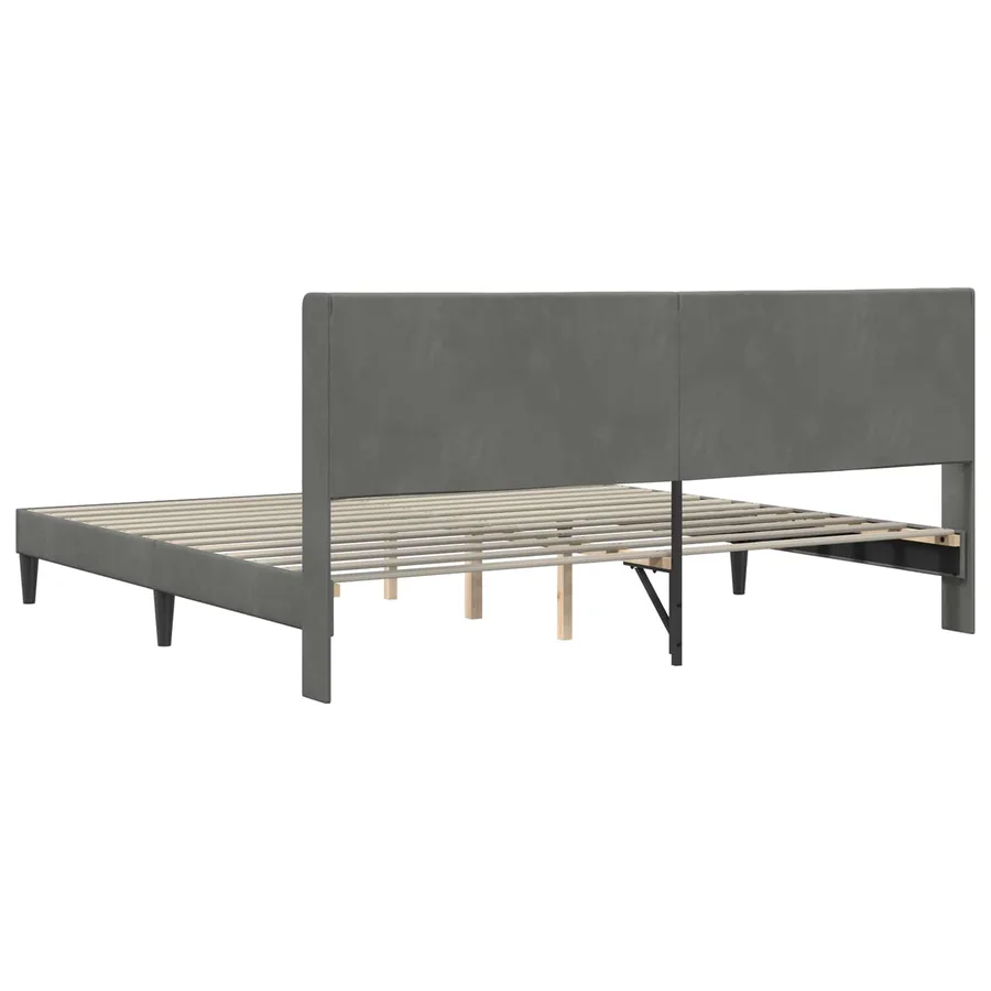 Cadre de lit avec tête de lit Gris foncé 200 x 200 cm Velours - 6