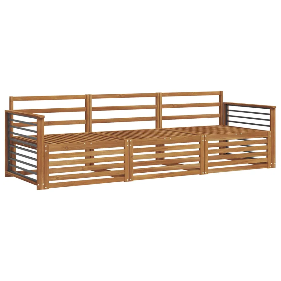 Ensemble de canapés d'extérieur 3 pcs Naturel - 2