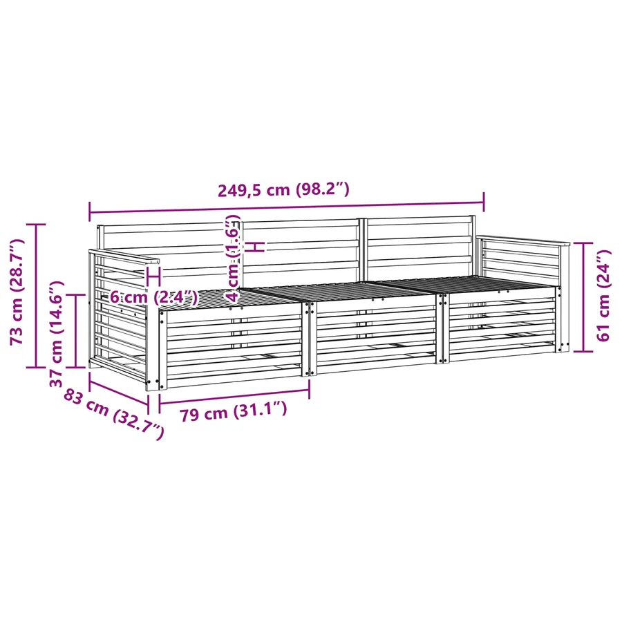 Ensemble de canapés d'extérieur 3 pcs Naturel - 6