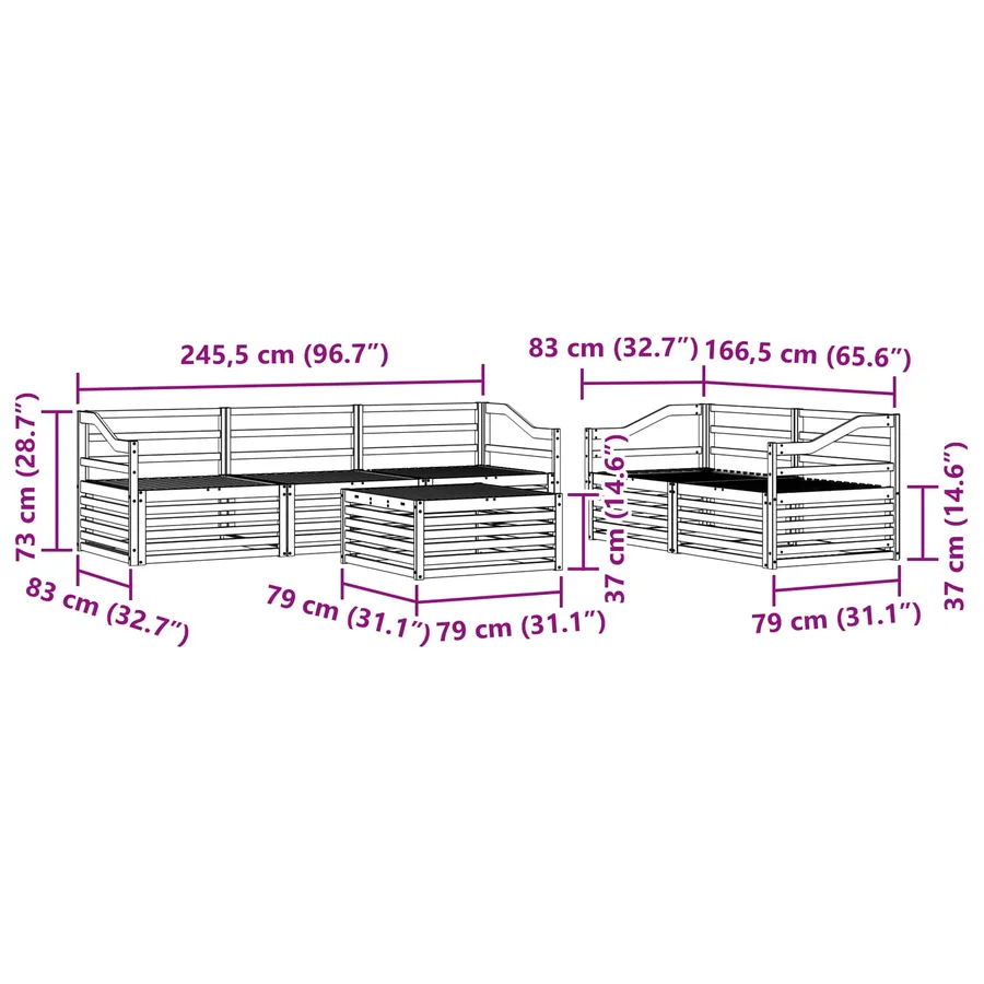 Ensemble de canapés d'extérieur 6 pcs Naturel - 9