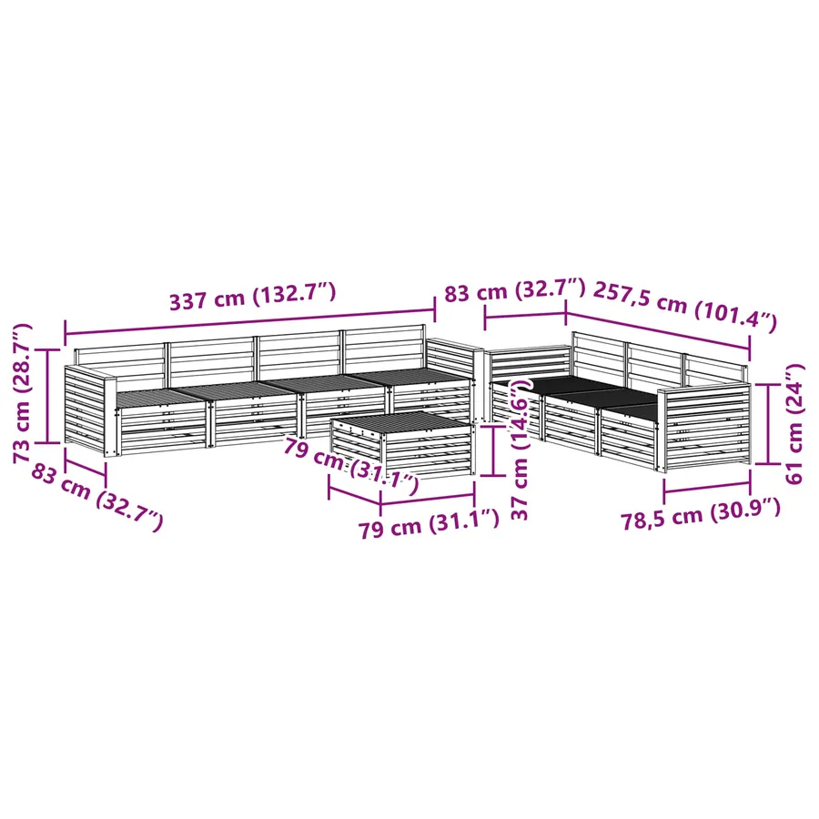 Ensemble de canapés d'extérieur 8 pcs Naturel - 9