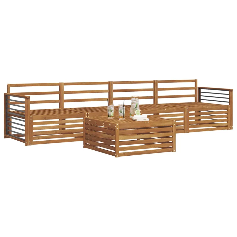 Ensemble de canapés d'extérieur 5 pcs Naturel - 3