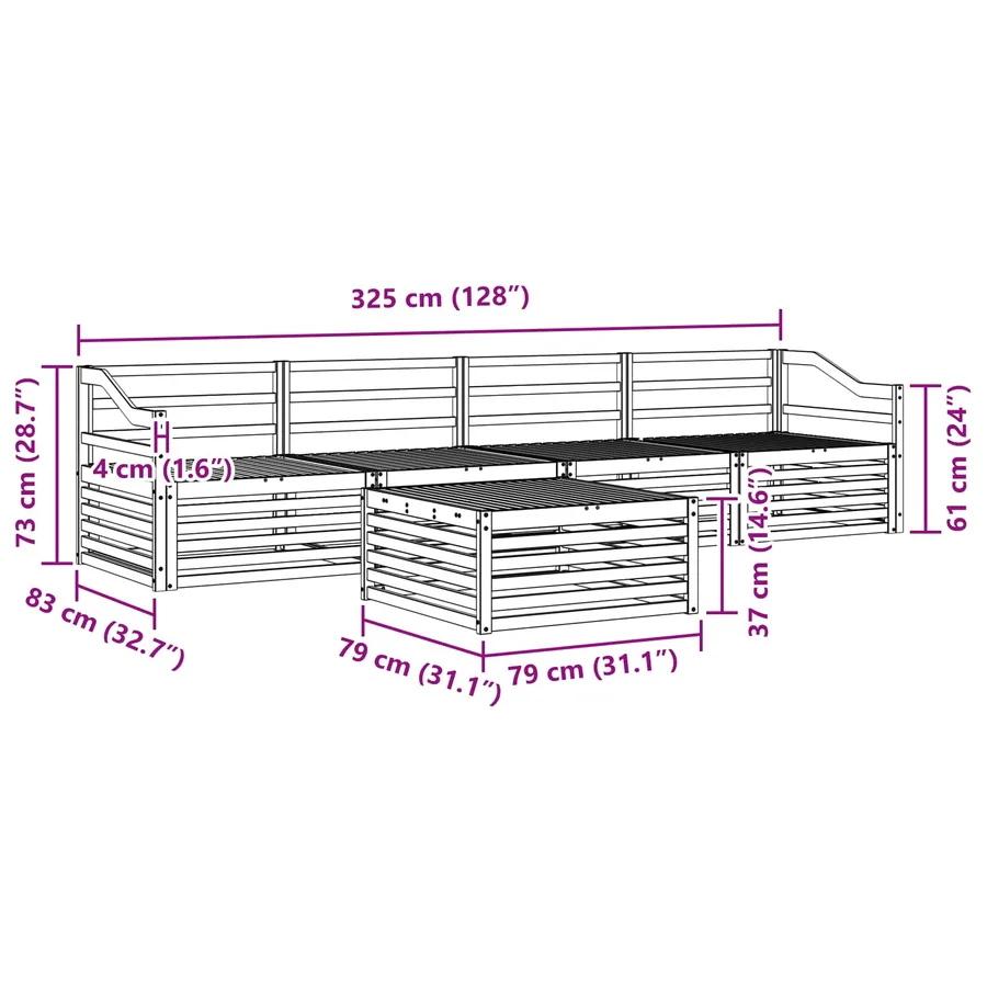 Ensemble de canapés d'extérieur 5 pcs Naturel - 9