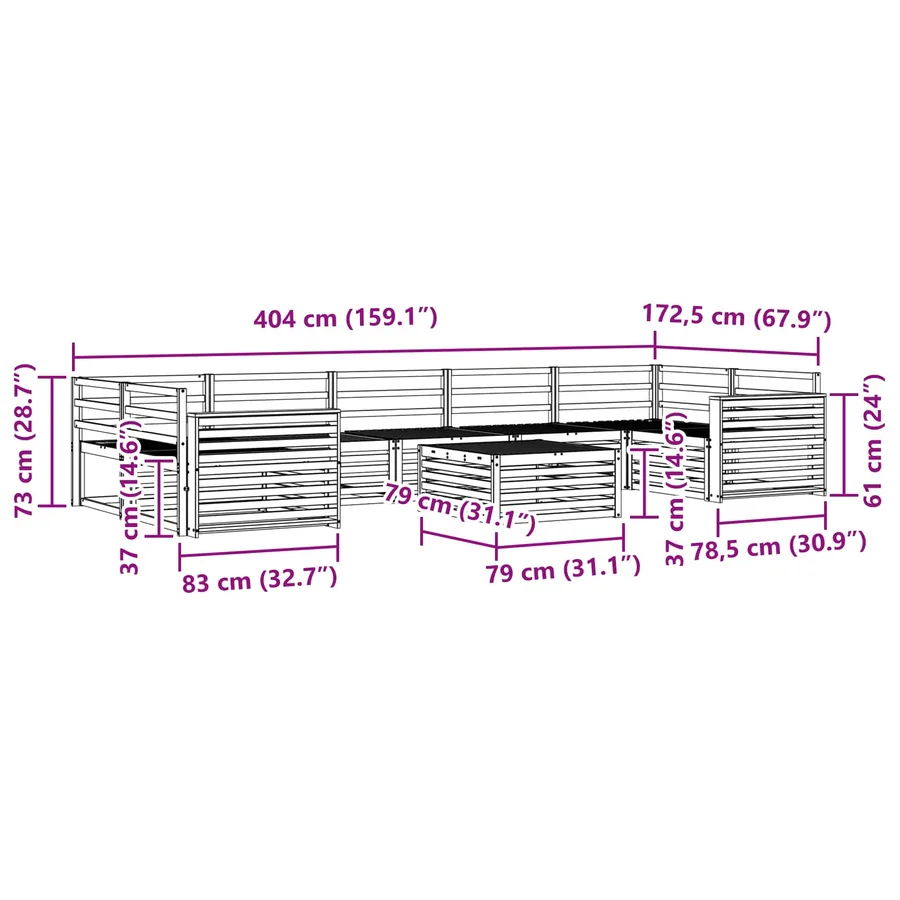 Ensemble de canapés d'extérieur 8 pcs Naturel - 8