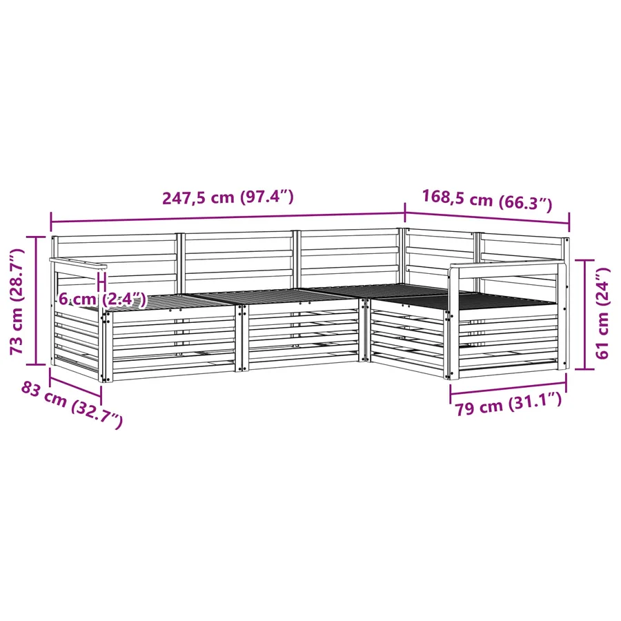 Ensemble de canapés d'extérieur 4 pcs Naturel - 7
