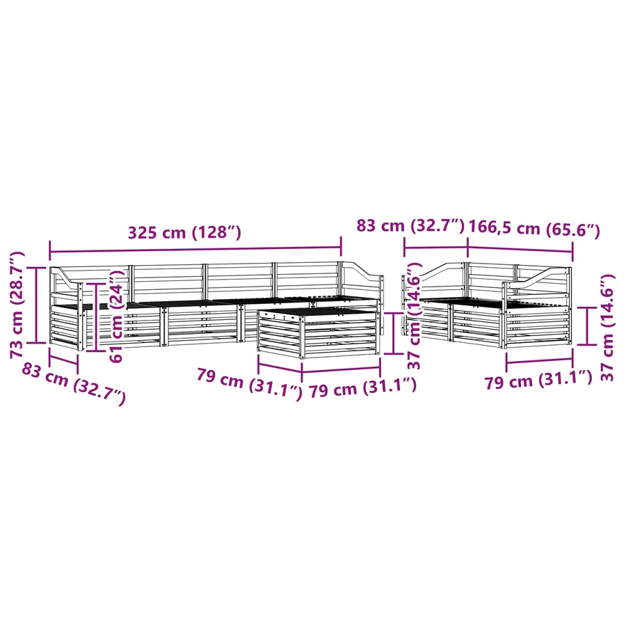 Ensemble de canapés d'extérieur 7 pcs Naturel - 9