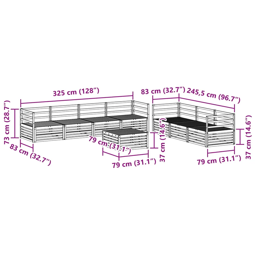 Ensemble de canapés d'extérieur 8 pcs Naturel - 8