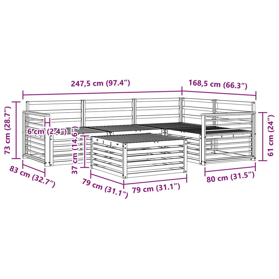 Ensemble de canapés d'extérieur 5 pcs Naturel - 10