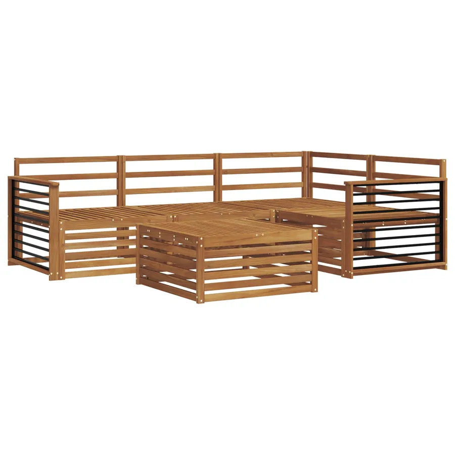 Ensemble de canapés d'extérieur 5 pcs Naturel - 2