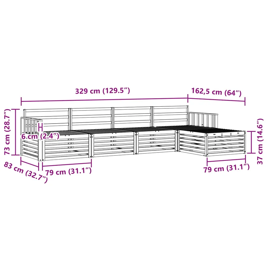 Ensemble de canapés d'extérieur 5 pcs Naturel - 8