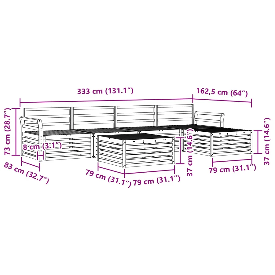 Ensemble de canapés d'extérieur 6 pcs Naturel - 8