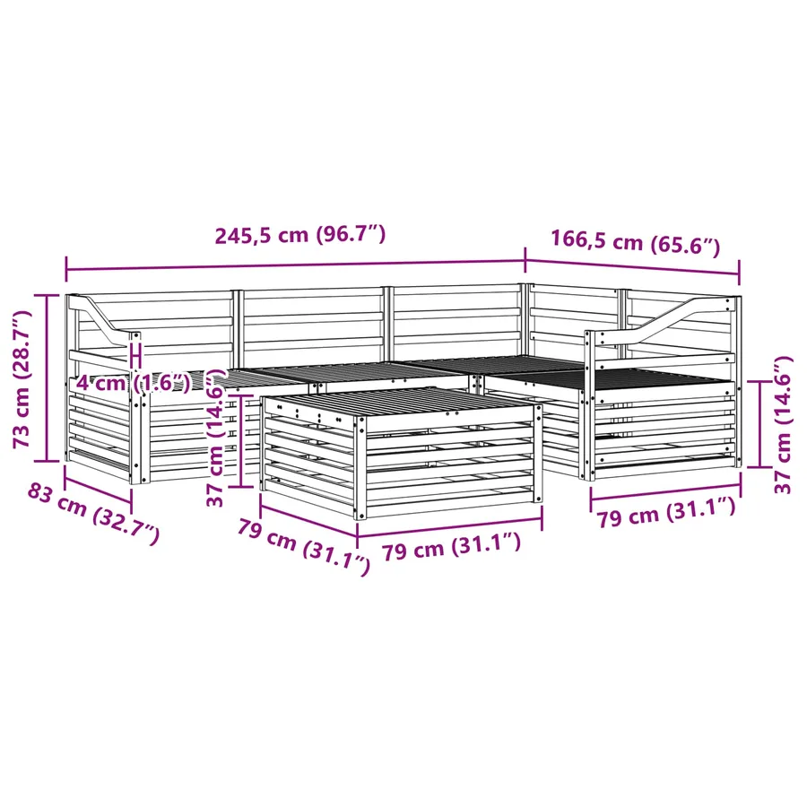Ensemble de canapés d'extérieur 5 pcs Naturel - 8