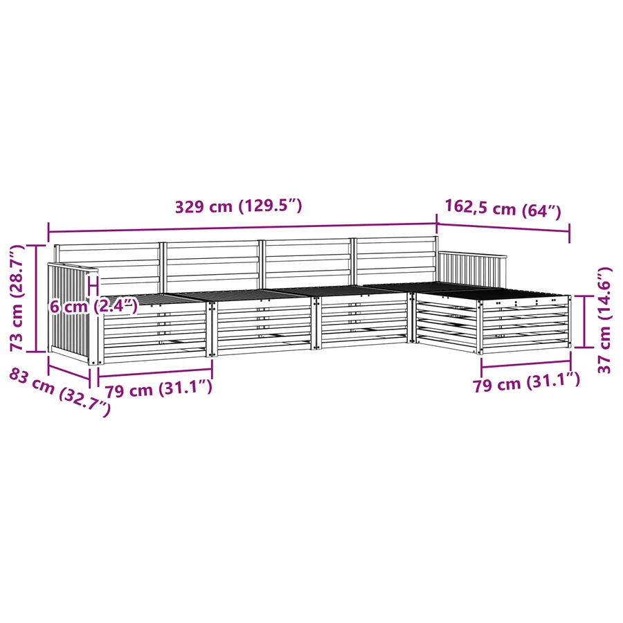 Ensemble de canapés d'extérieur 5 pcs Naturel - 8