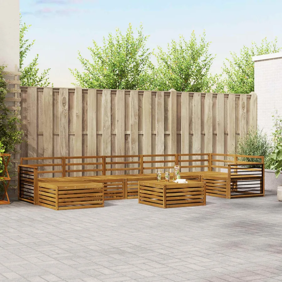 Ensembles de canapés 8 pcs Naturel Bois d'Acacia Massif