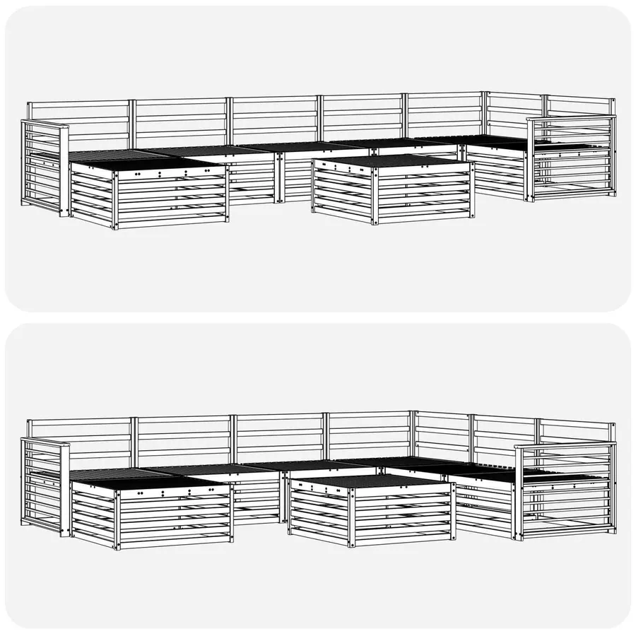 Ensembles de canapés 8 pcs Naturel Bois d'Acacia Massif - 10