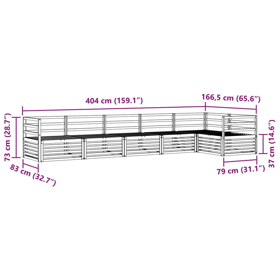 Ensemble de canapés d'extérieur 6 pcs Naturel - 8